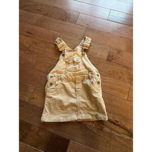 Oshkosh Corduroy Overall Jumper Dress 18 ùMonths Embroidered On Bib Vestbak Tan